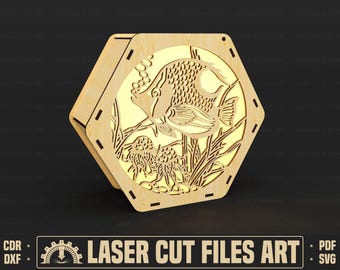 Decorative Hexagon Lamp Laser Cutting Files, Tealight Holder Laser Cutting Cdr, Dxf, Pdf, Svg Files