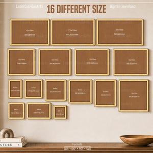 16 Different Size Photo Frame Bundle Laser Cutting Files, Laser Cutting Cdr, Dxf, Pdf, Svg Files