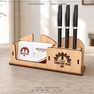 Desktop Organiser Laser Cutting Files, Pencil Holder, Business Card Holder Laser Cutting Cdr, Dxf, Pdf, Svg Files