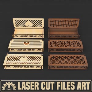 6 verschillende decoratieve geschenkverpakking lasersnijbestanden, lasersnijden cdr, dxf, pdf, svg-bestanden