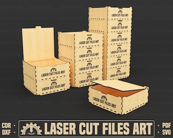 Stapelbare Deckel Box Laser Cut Dateien, stapelbare Aufbewahrungsbox Laser Cut Cdr, Dxf, Pdf, SVG-Dateien