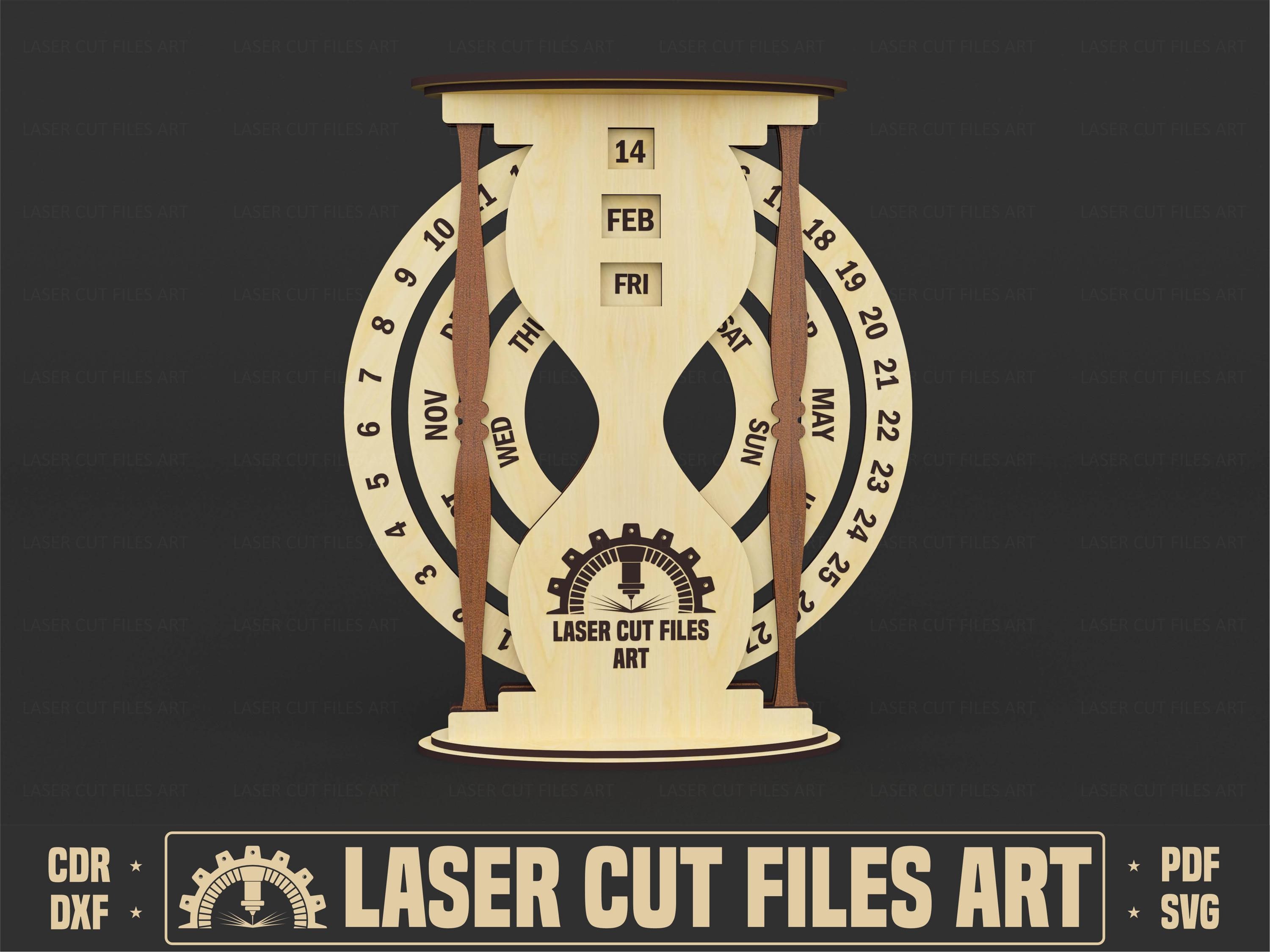 Hourglass Perpetual Calendar Laser Cutting Files, Laser Cutting Cdr ...