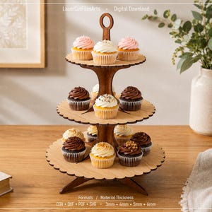 Display Stand Laser Cutting Files, Cupcake Stand Laser Cutting Cdr, Dxf, Pdf, Svg Files