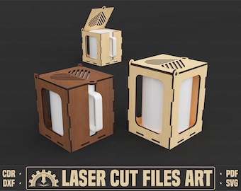 Archivos de corte láser para cajas de tazas de 2 tamaños diferentes: 11 oz y 15 oz (CD, DXF, PDF y SVG)