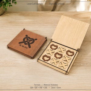 Boxed Tic Tac Toe Game Laser Cutting Files, Laser Cutting Cdr, Dxf, Pdf, Svg Files