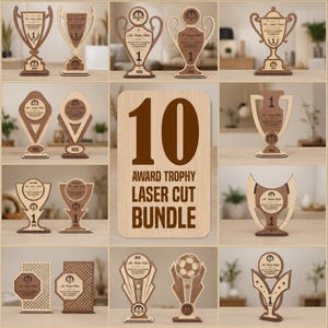Award Trophy Bundle Laser Cutting Files, Laser Cutting Cdr, Dxf, Pdf, Svg Files