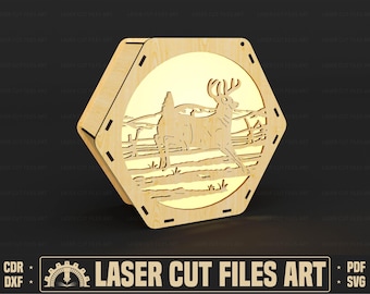 Decorative Hexagon Lamp Laser Cutting Files, Tealight Holder Laser Cutting Cdr, Dxf, Pdf, Svg Files