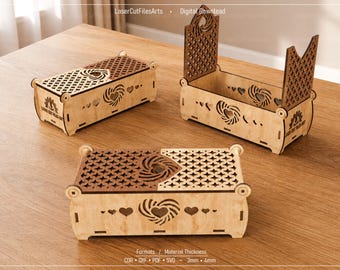 Decorative Gift Box Laser Cutting Files, Laser Cutting Cdr, Dxf, Pdf, Svg Files