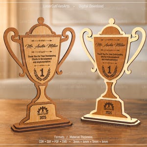 Fichiers de découpe laser pour trophées, formats CDR, DXF, PDF et SVG