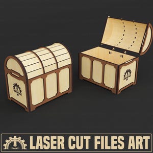 File per taglio laser di bauli del tesoro, file per taglio laser di scatole decorative, file CDR, DXF, PDF e SVG