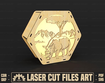 Decorative Hexagon Lamp Laser Cutting Files, Tealight Holder Laser Cutting Cdr, Dxf, Pdf, Svg Files