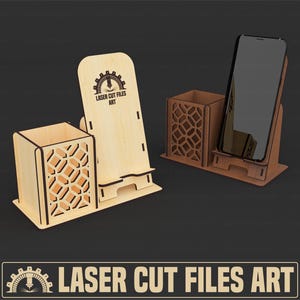 Arquivos de corte a laser para suporte de telefone, organizador de mesa, arquivos de corte a laser CDR, DXF, PDF, SVG