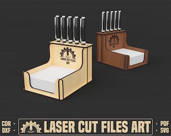 Pencil & Note Holder Laser Cutting Files, Laser Cutting Cdr, Dxf, Pdf, Svg Files