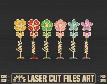 Gift Flowers Laser Cutting Files, Laser Cutting Cdr, Dxf, Pdf, Svg Files