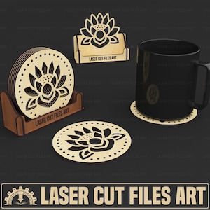 Boxed Coaster Laser Cutting Files, Laser Cutting Cdr, Dxf, Pdf, Svg Files