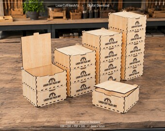 Stackable Lid Box Laser Cutting Files, Stackable Storage Box Laser Cutting Cdr, Dxf, Pdf, Svg Files