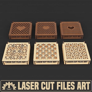 6 Diffrent Decorative Gift Box Laser Cutting Files, Laser Cutting Cdr, Dxf, Pdf, Svg Files