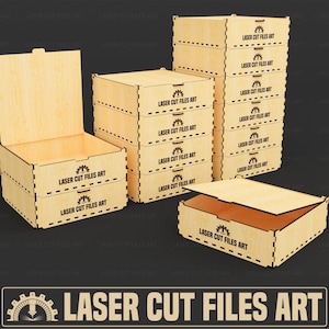 Stackable Lid Box Laser Cutting Files, Stackable Storage Box Laser Cutting Cdr, Dxf, Pdf, Svg Files