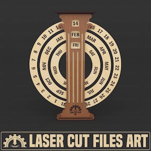 Perpetual Calendar Laser Cutting Files, Laser Cutting Cdr, Dxf, Pdf, Svg Files