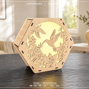 Fichiers de découpe laser pour lampe hexagonale décorative, porte-bougie chauffe-plat (CDR, DXF, PDF, SVG)