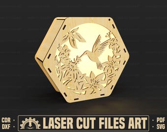 Decorative Hexagon Lamp Laser Cutting Files, Tealight Holder Laser Cutting Cdr, Dxf, Pdf, Svg Files