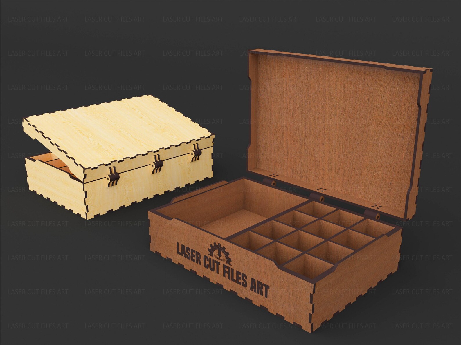 Jewelry Gift Box Laser Cutting Files, Treasure Chest Box Laser Cutting ...