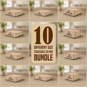 Stackable Lid Box Bundle Laser Cutting Files, Laser Cutting Cdr, Dxf, Pdf, Svg Files