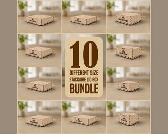 Stackable Lid Box Bundle Laser Cutting Files, Laser Cutting Cdr, Dxf, Pdf, Svg Files