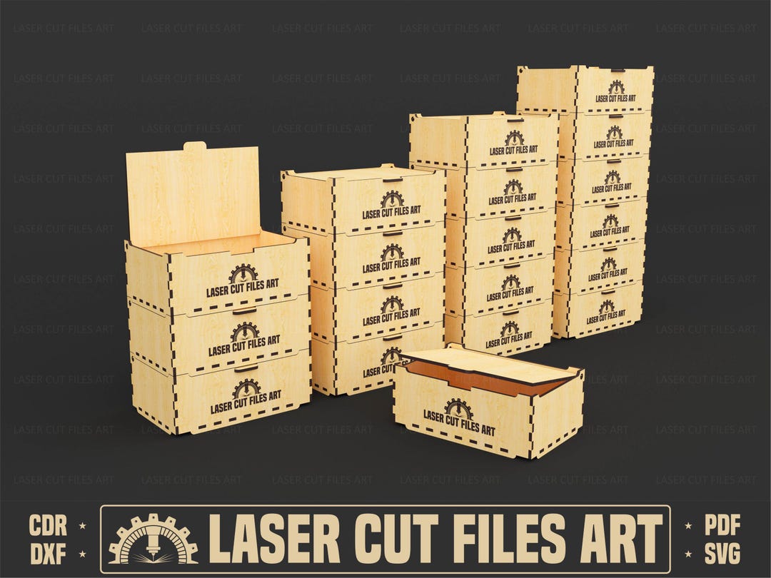 Stackable Lid Box Laser Cutting Files, Stackable Storage Box Laser ...