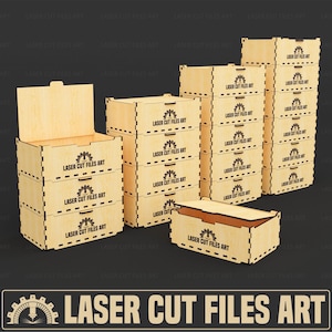 Stackable Lid Box Laser Cutting Files, Stackable Storage Box Laser Cutting Cdr, Dxf, Pdf, Svg Files