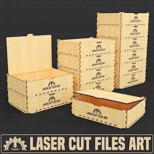 Stackable Lid Box Laser Cutting Files, Stackable Storage Box Laser Cutting Cdr, Dxf, Pdf, Svg Files
