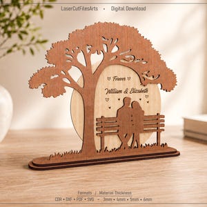 Personalized Romantic Couple Laser Cutting Files, Valentines Tree Moon Sign Svg Files, Laser Cutting Cdr, Dxf, Pdf, Svg Files