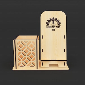 Phone Holder Laser Cutting Files, Desktop Organiser Laser Cutting Cdr, Dxf, Pdf, Svg Files image 3