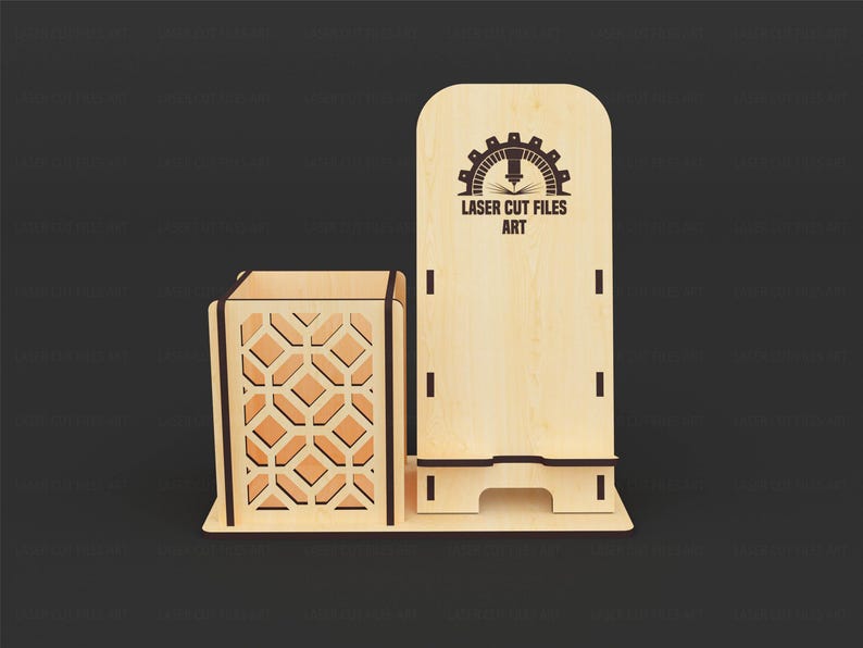 Phone Holder Laser Cutting Files, Desktop Organiser Laser Cutting Cdr, Dxf, Pdf, Svg Files image 3