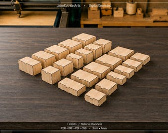 22 Different  Size With Flip Up Lid Box Bundle Laser Cutting Files, Laser Cutting Cdr, Dxf, Pdf, Svg Files