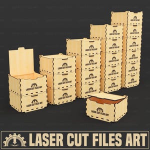 Stackable Lid Box Laser Cutting Files, Stackable Storage Box Laser Cutting Cdr, Dxf, Pdf, Svg Files