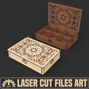 Archivos de corte láser para cajas de almacenamiento decorativas, archivos CDR, DXF, PDF y SVG para corte láser