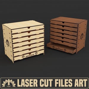 Caixa de armazenamento com gavetas, arquivos de corte a laser, arquivos de corte a laser CDR, DXF, PDF, SVG