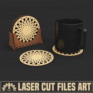 Boxed Coaster Laser Cutting Files, Laser Cutting Cdr, Dxf, Pdf, Svg Files