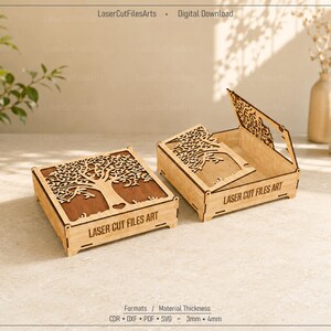Decorative Double Lid Gift Box Laser Cutting Files, Laser Cutting Cdr, Dxf, Pdf, Svg Files