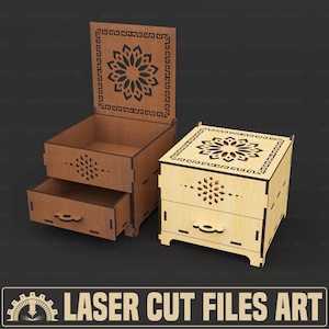 Chest Of Drawers Box Laser Cutting Files, Jewelry Box Laser Cutting Cdr, Dxf, Pdf, Svg Files