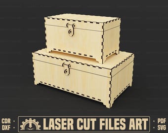 2 Different Size Jewelry Gift Box Laser Cutting Files, Box Laser Cutting Cdr, Dxf, Pdf, Svg Files