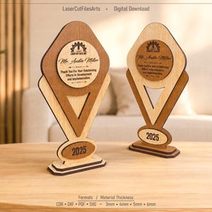 Award Trophy Laser Cutting Files, Laser Cutting Cdr, Dxf, Pdf, Svg Files