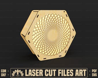 Decorative Hexagon Lamp Laser Cutting Files, Tealight Holder Laser Cutting Cdr, Dxf, Pdf, Svg Files