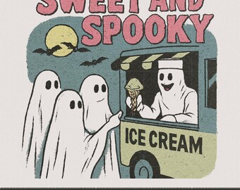 Sweet & Spooky Ghost Ice Cream Truck PNG | Halloween Design (Digital Download)