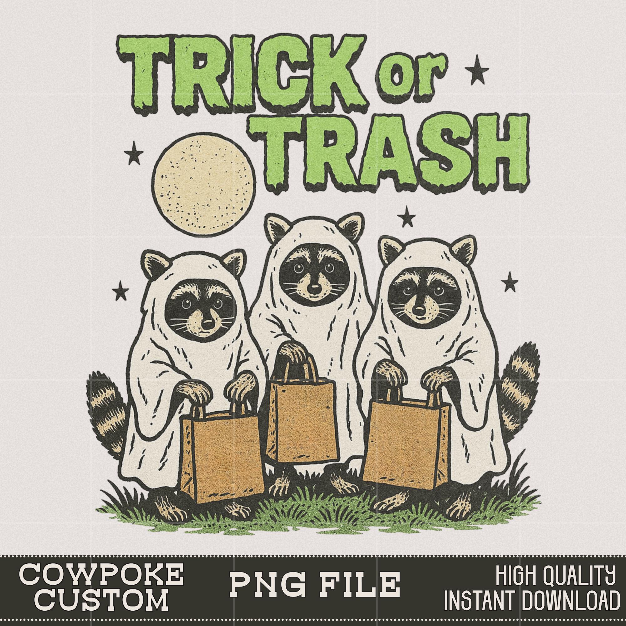 Trick or Trash Raccoon Halloween PNG | Funny Shirt Design (digital ...