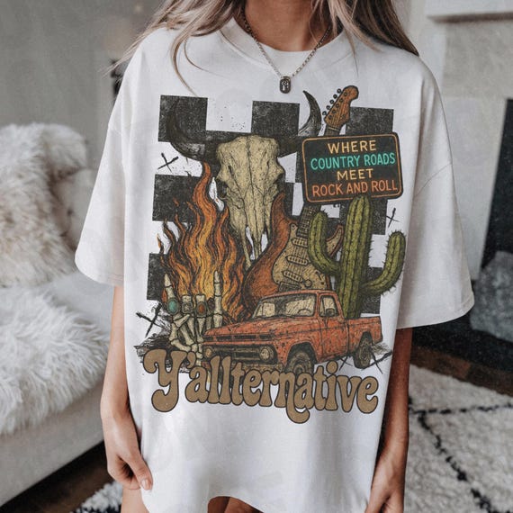 Y'allternative png | Western Rock png design, t-shirt png design, tshirt design, country png, trendy png design, shirt sublimation