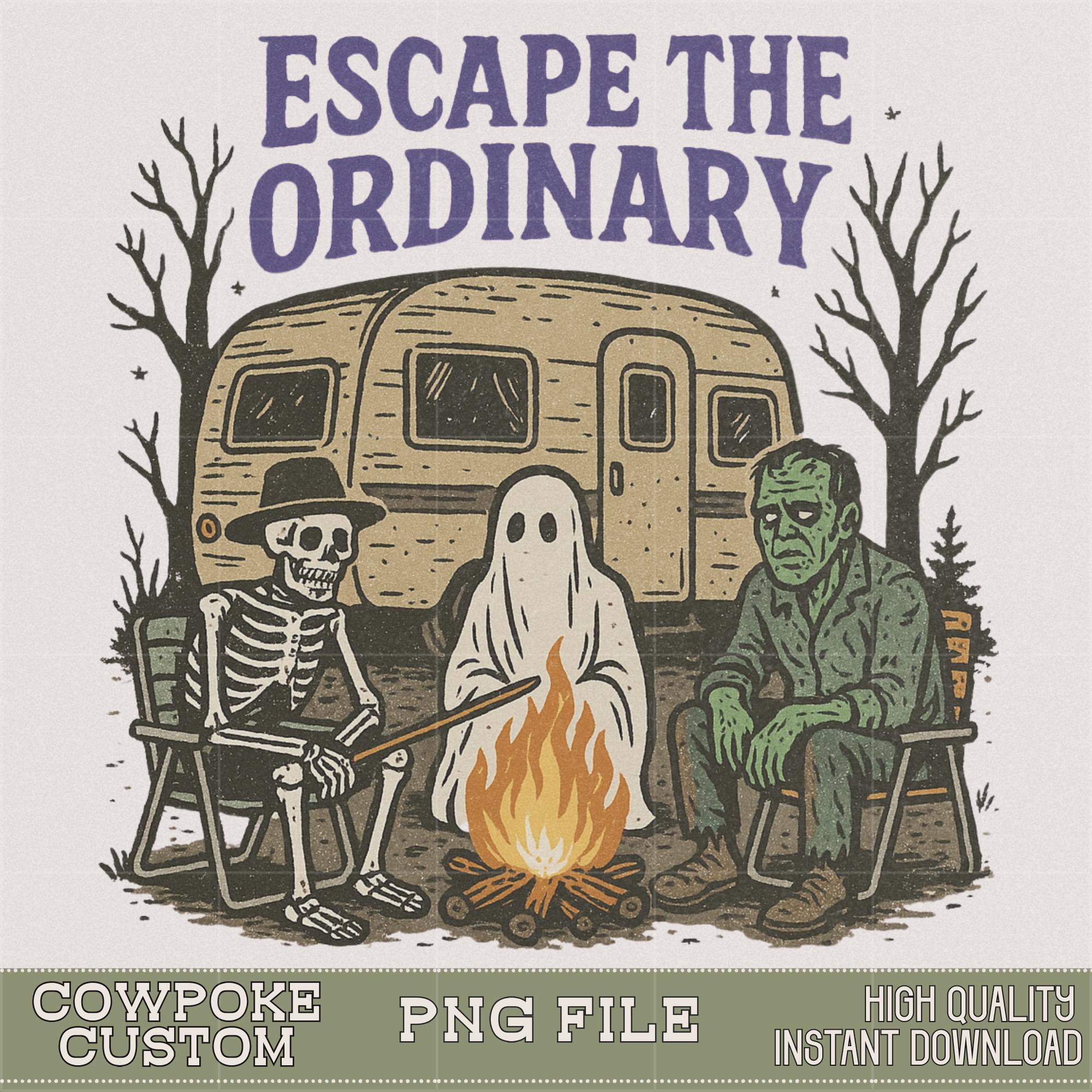 Escape the Ordinary PNG | Spooky Summer Sublimation | T-shirt png design | Popular png design | Camping Road Trip png | Retro spooky png