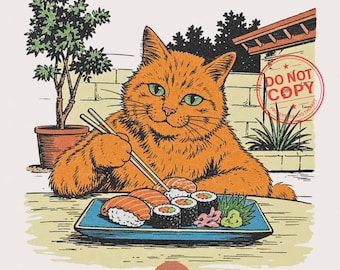 Sushi Cat png Design | Funny shirt design | Trendy png design for t-shirts | Cat Png design | Popular graphic design | Commercial Use png