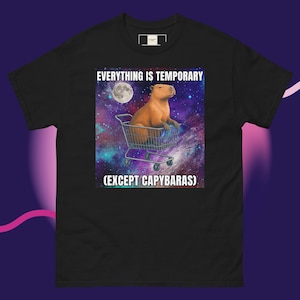 Capybara T-Shirt, Everything Is Temporary (Except Capybaras), Funny Meme Tee, Quirky Animal Lover Gift